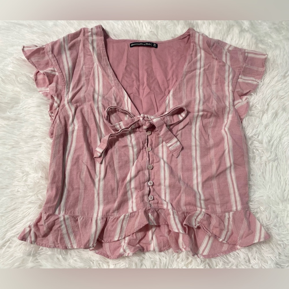 Abercrombie & Fitch Y2K Pastel Candycore Retro Coquette Pinup Pink Striped Top M